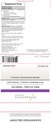Photo of the Integrative Therapeutics Pro-Flora Immune with Probiotic Pearls Technology label