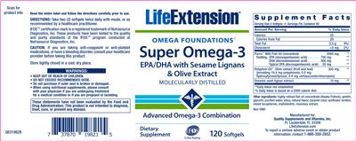 Photo of the Life Extension Super Omega-3 label