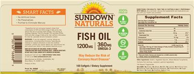 Photo of the Sundown Naturals Fish Oil 1200 mg 360 mg Omega-3 label