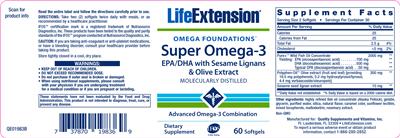 Photo of the Life Extension Super Omega-3 label