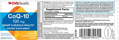 Photo of the CVS Health CoQ-10 100 mg label