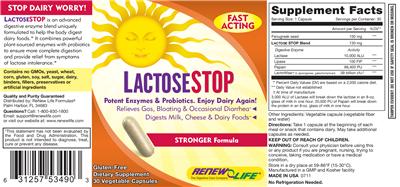 Label of LactoseStop