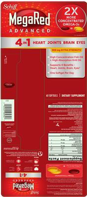 Photo of the Schiff MegaRed Advanced 4 in 1 900 mg Extra Strength label