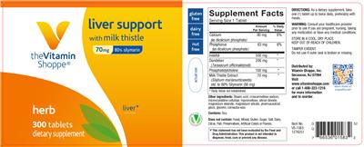 Photo of the The Vitamin Shoppe Liver Support with Milk Thistle 70 mg label