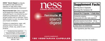 Photo of the NESS Nutritional Enzyme Support System Formula 2 Starch Digest label