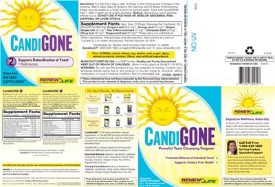 Photo of the Renew Life CandiGone2 label