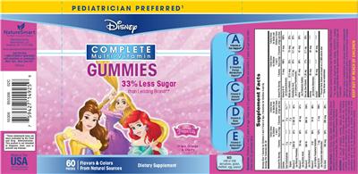 Photo of the NatureSmart Disney Complete Multi-Vitamin Gummies label