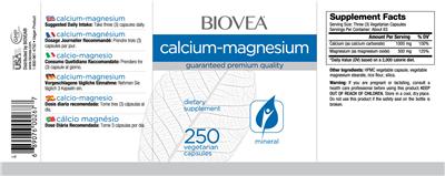 Photo of the BIOVEA Calcium-Magnesium label