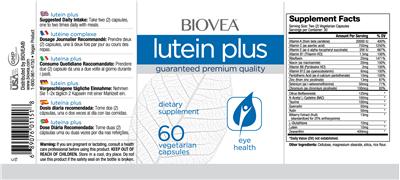 Photo of the BIOVEA Lutein Plus label