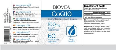 Photo of the BIOVEA CoQ10 100 mg label