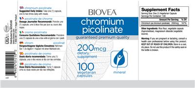 Photo of the BIOVEA Chromium Picolinate 200 mcg label