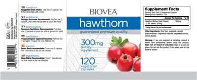 Photo of the BIOVEA Hawthorn 300 mg label