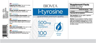 Photo of the BIOVEA L-Tyrosine 500 mg label