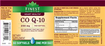 Photo of the Finest Nutrition CO Q-10 200 mg label