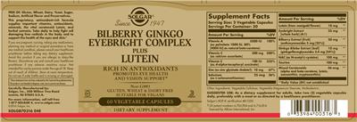 Bilberry Ginkgo Eyebright Complex Plus Lutein
