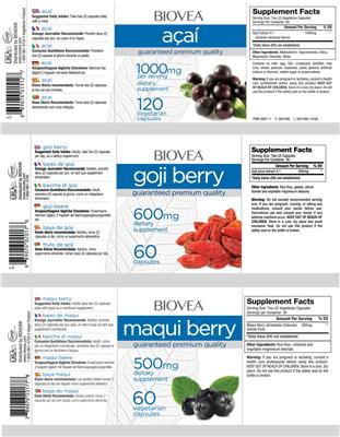 Photo of the BIOVEA Acai 1000 mg label