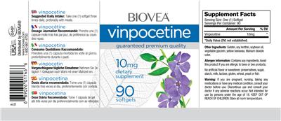 Photo of the BIOVEA Vinpocetine 10 mg label
