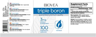 Photo of the BIOVEA Triple Boron 3 mg label