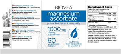 Photo of the BIOVEA Magnesium Ascorbate 1000 mg label