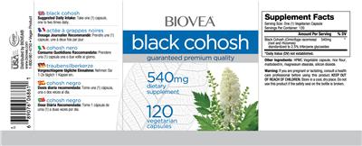 Photo of the BIOVEA Black Cohosh 540 mg label