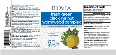 Photo of the BIOVEA Fresh Green Black Walnut Wormwood Complex label