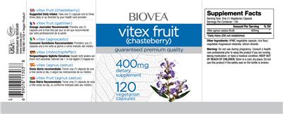 Photo of the BIOVEA Vitex Fruit (Chasteberry) 400 mg label