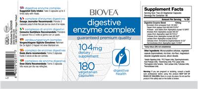 Photo of the BIOVEA Digestive Enzyme Complex 104 mg label