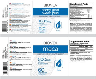 Photo of the BIOVEA Horny Goat Weed Plus 1000 mg label