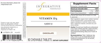Photo of the Integrative Therapeutics Vitamin D3 5,000 IU Chocolate label