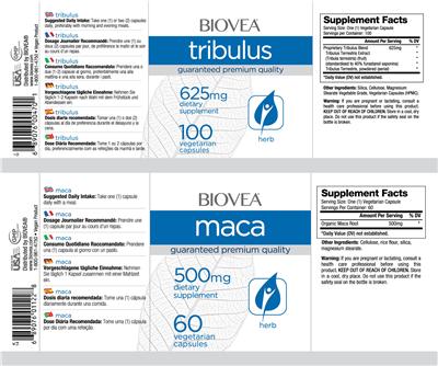 Photo of the BIOVEA Maca 500 mg label
