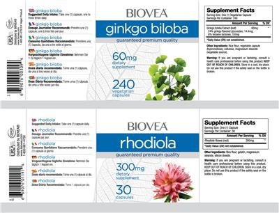 Photo of the BIOVEA Ginkgo Biloba 60 mg label