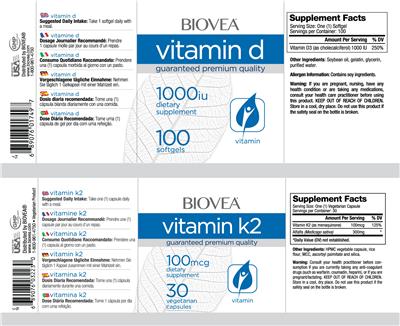 Photo of the BIOVEA Vitamin D 1000 IU label
