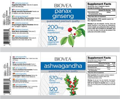 Photo of the BIOVEA Ashwagandha 570 mg label