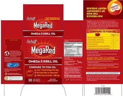 Photo of the Schiff MegaRed Omega-3 Krill Oil label