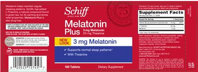 Photo of the Schiff Melatonin Plus label