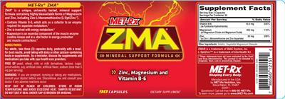 Photo of the MET-Rx ZMA label