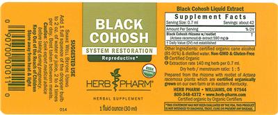Photo of the Herb Pharm Black Cohosh label