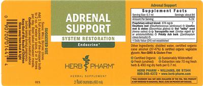 Photo of the Herb Pharm Adrenal Support label