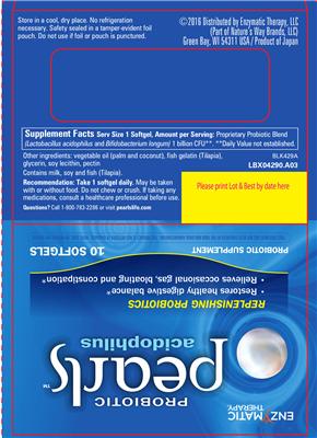 Photo of the Enzymatic Therapy Probiotic Pearls label