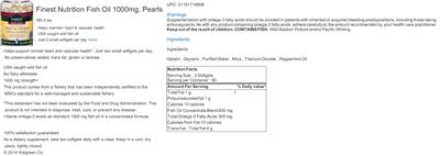 Photo of the Finest Nutrition Fish Oil Pearls label