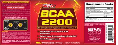 Photo of the MET-Rx BCAA 2200 label