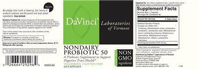 Photo of the DaVinci Laboratories Of Vermont Nondairy Probiotic 50 label