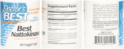 Photo of the Doctor's Best Best Nattokinase label