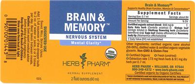 Photo of the Herb Pharm Brain & Memory label