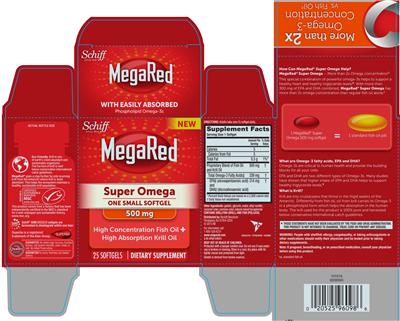 Photo of the Schiff MegaRed Super Omega 500 mg label