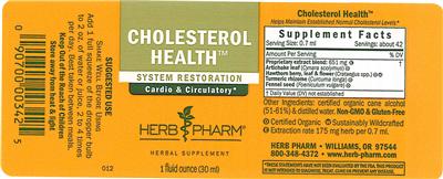 Photo of the Herb Pharm Cholesterol Health label