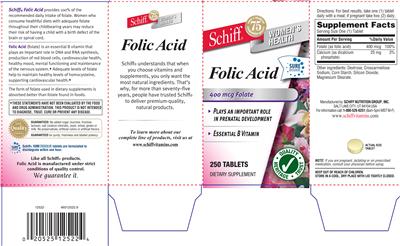 Photo of the Schiff Folic Acid label