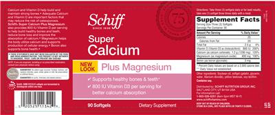 Photo of the Schiff Super Calcium label
