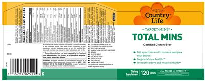 Photo of the Country Life Target-Mins Total Mins label