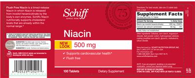 Photo of the Schiff Niacin 500 mg label